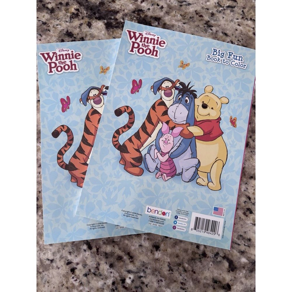 2 Brand New Winnie T Pooh, Big Fun Book To Color Hide &seek 2803 Coloring Book
